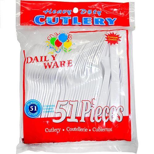 48 Wholesale 51 Count White Combo Heavy Duty Cutlery image