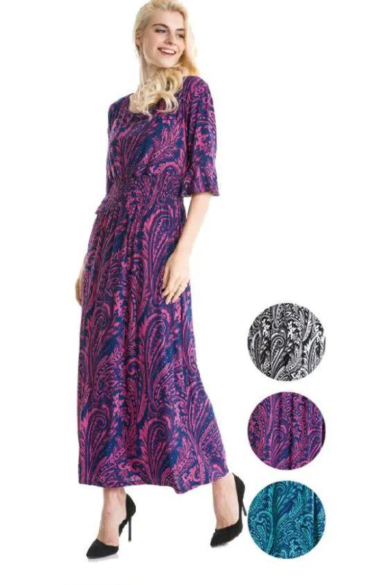 36 Wholesale Plus Size Maxi Dress With Ruffle Sleeve image