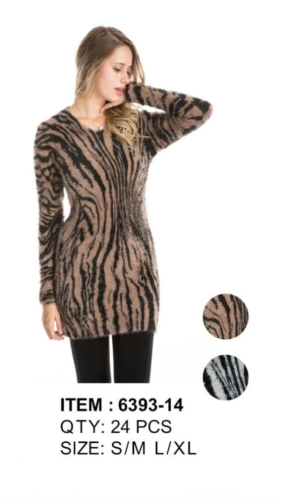 36 Wholesale Leopard Print Long Sleeve Sweater Tunic image
