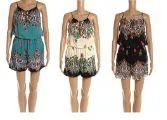 48 Wholesale Woman's Fashion Summer Paisley Romper Assorted Color image