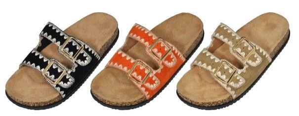 24 Wholesale Assorted Ladies Boho Buckle Sandals image