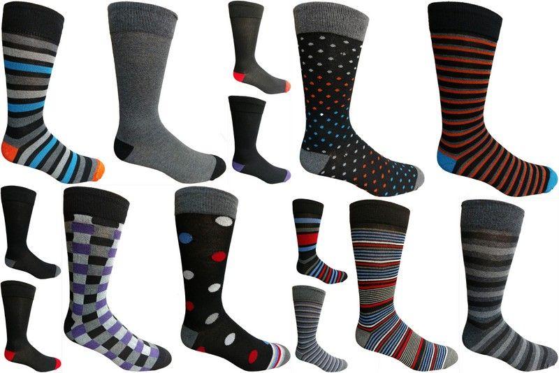 120 Wholesale Mens Dress Socks Mix Prints, Stripes And Solid Colors Size 10-13 image