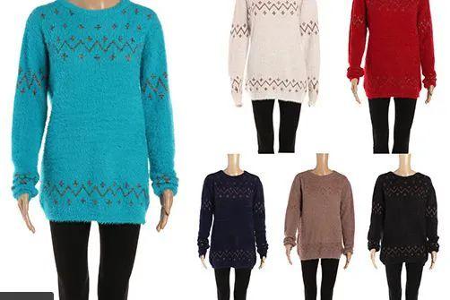 24 Wholesale Womens Long Sleeve Chunky Knit Pullover Sweater In Assorted Color image