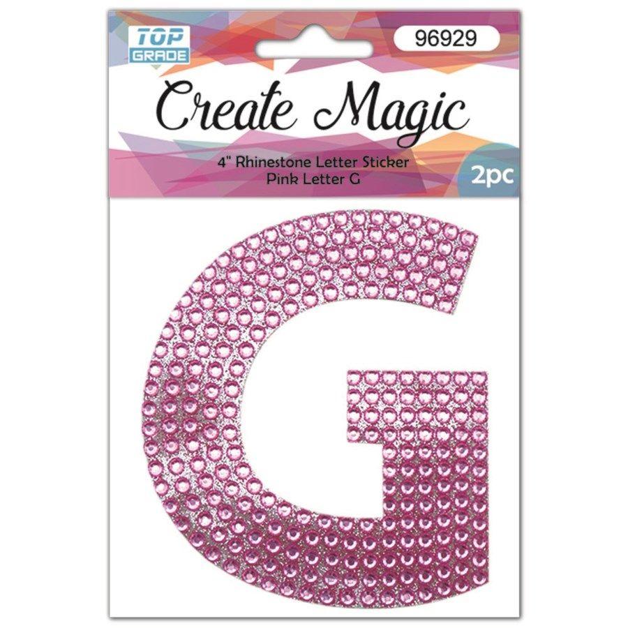 12 Wholesale 2 Piece Crystal Sticker Letter G In Pink image