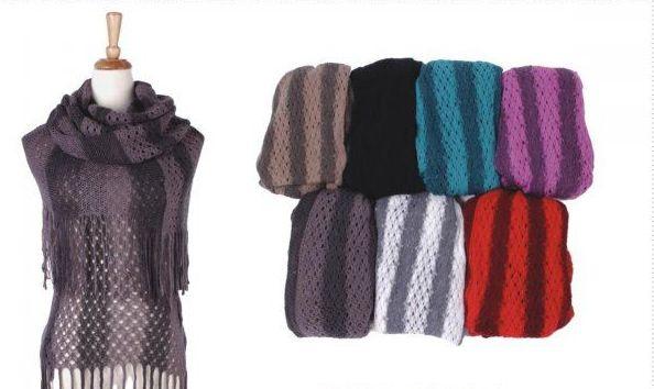 48 Wholesale Women's Fall Winter Scarf Classic Tassel Scarf Warm Vest image