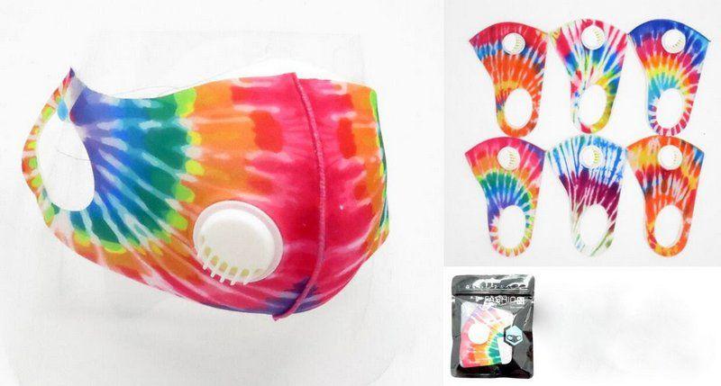 48 Wholesale Tie Dye Cloth Face Cover With Valve image