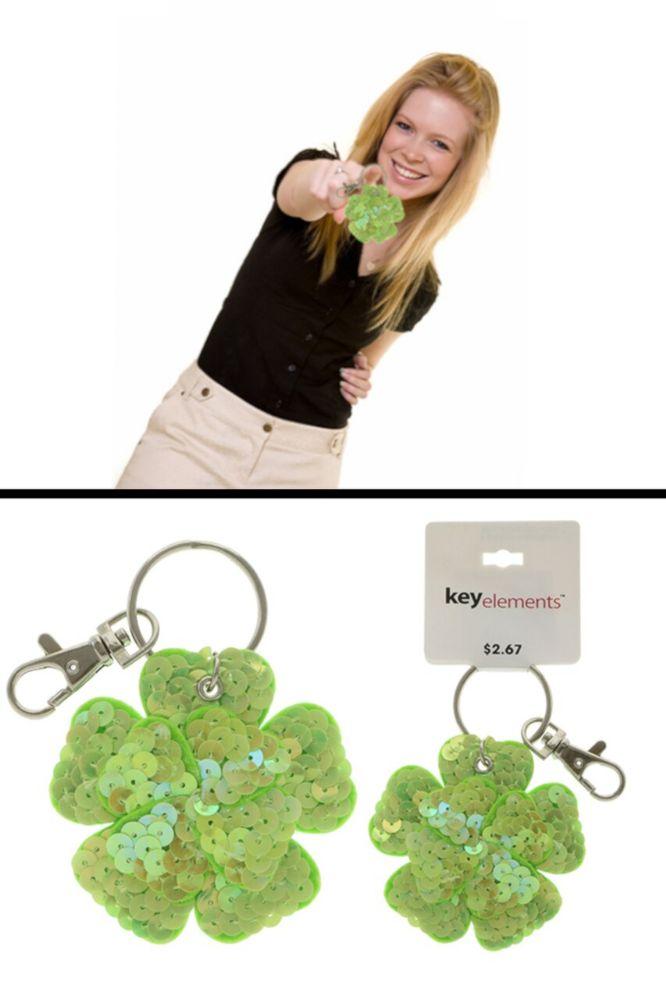 96 Wholesale Green Sequin Flower Keychain image