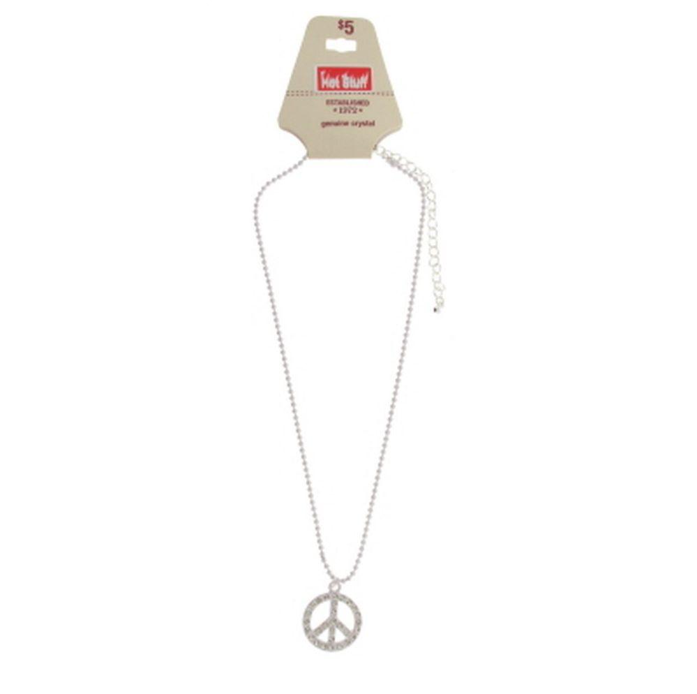 60 Wholesale White Peace Sign Necklace With Crystal Accents image