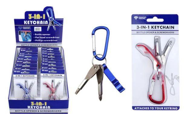 18 Wholesale 3-IN-1 Bottle Opener And Screwdrivers Keychain image
