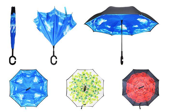 12 Wholesale Assorted Inverted Dual Layer Umbrella image