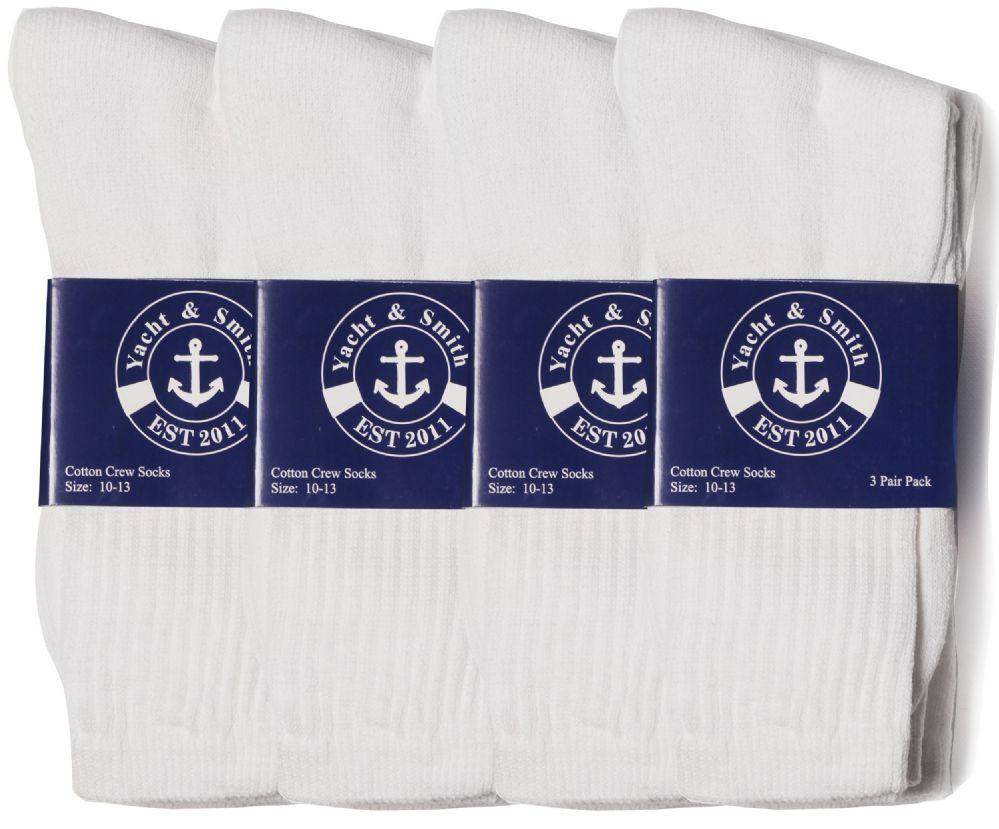 1200 Wholesale Yacht & Smith Men's Cotton Terry Cushion Athletic White Crew Socks image