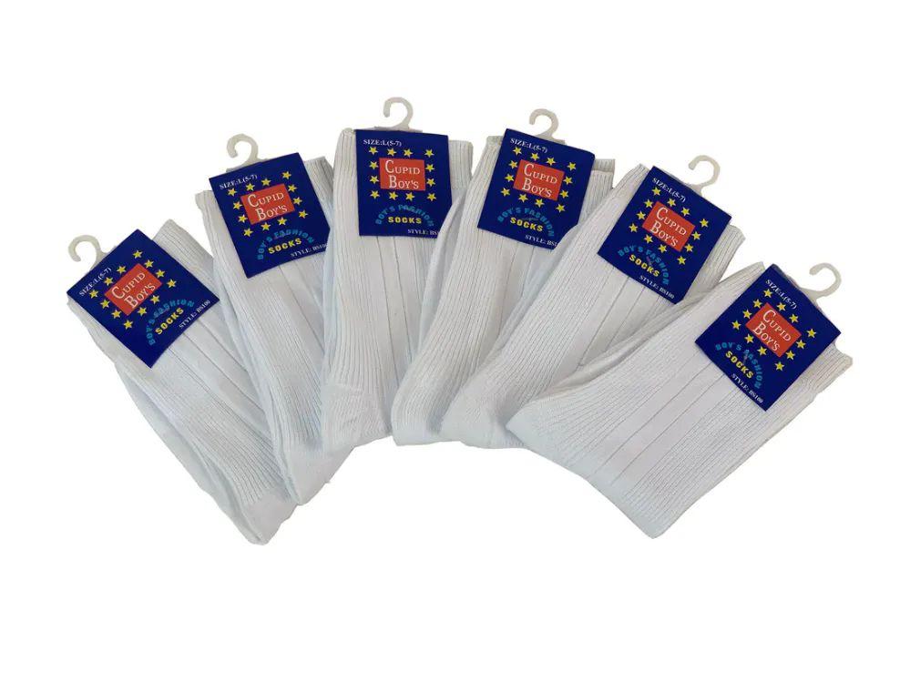 144 Wholesale Boy's Nylon Dress Socks In White image