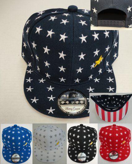 36 Wholesale Kids Snapback Hhat Star All Over Hat image