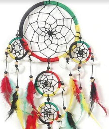 12 Wholesale Rasta 5inch Diameter Dream Catchers image