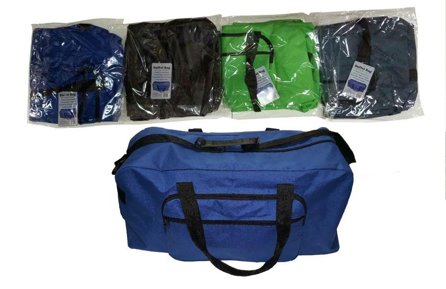 24 Wholesale Duffel Bag 22 X 10.25 X 10.5 Inch Main Compartment 2 Front Zipper Pockets Detachable Shoulder Strap Carrying Handles Black Green Blue Gray image