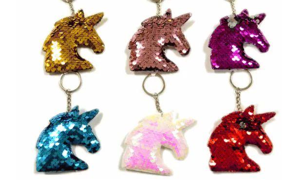 72 Wholesale Sequin Keychain Unicorn image