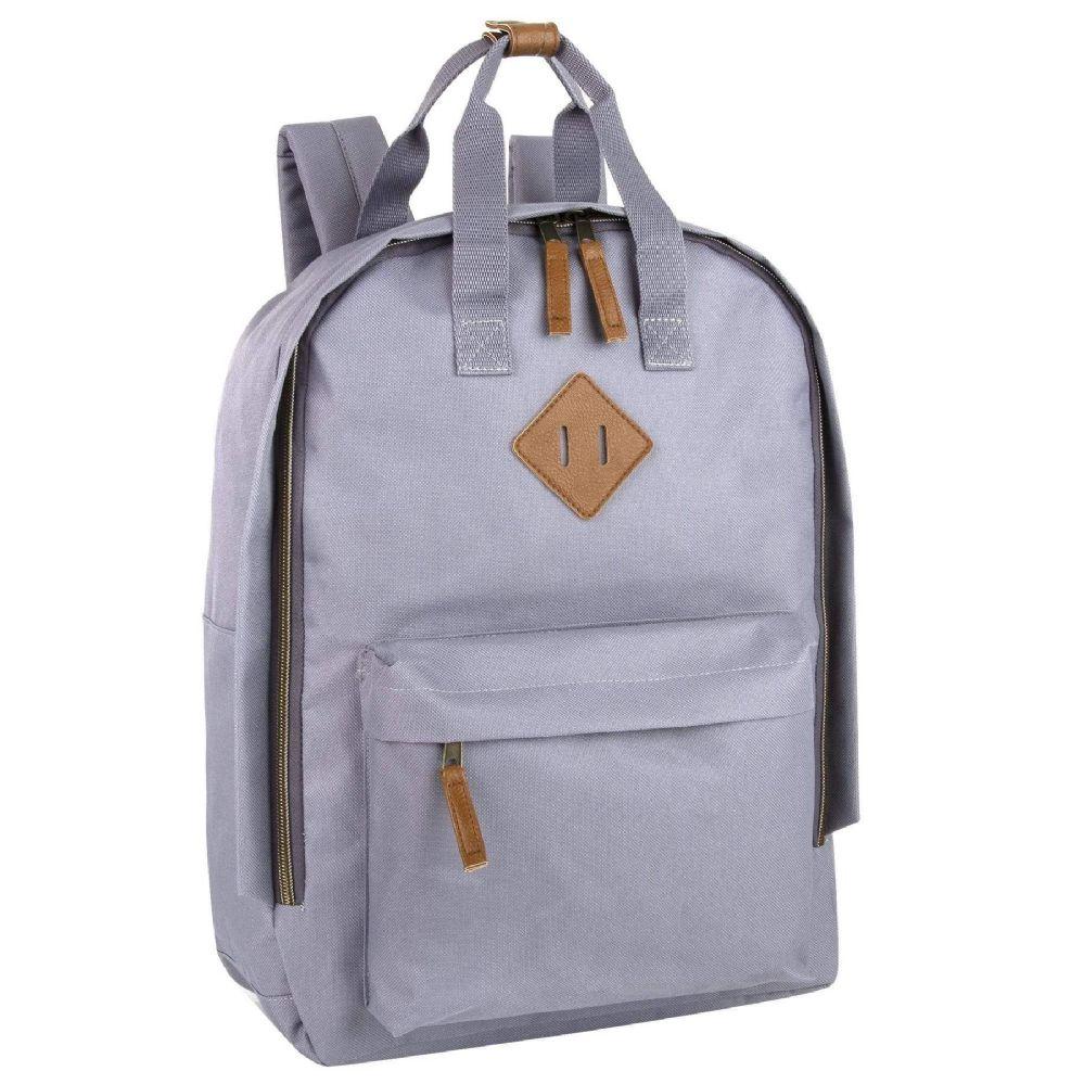 24 Wholesale 16 Inch Collegiate Double Handle Backpack With Laptop Sleeve Silver image