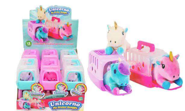 12 Wholesale Mini Plush Pet In Carrier Unicorn image