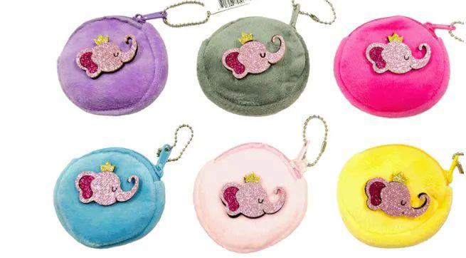 72 Wholesale Plush Coin Purse Princess Elephant image
