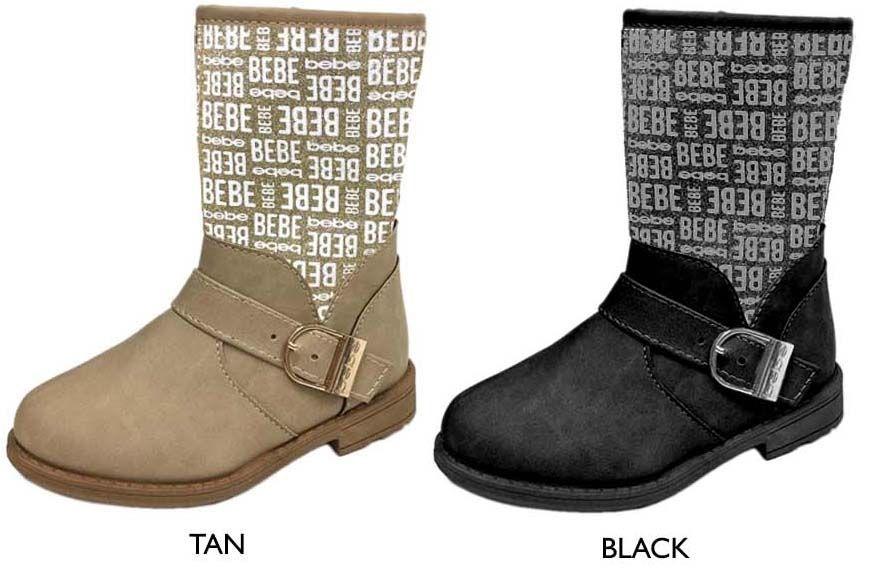 12 Wholesale Toddler Girl's Boots W/ Bebe Glitter Print & Buckled Strap image
