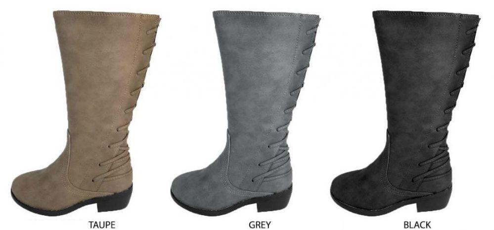 12 Wholesale Girl's Riding Boots W/ Back LacE-up image