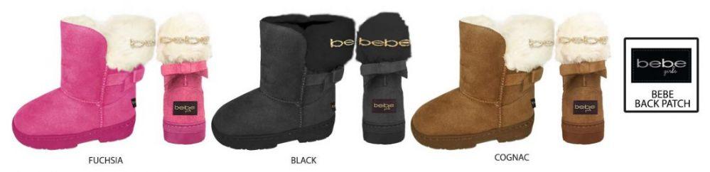 12 Wholesale Girl's Winter Boots W/ Back Bow & Bebe Lurex Embroidery image