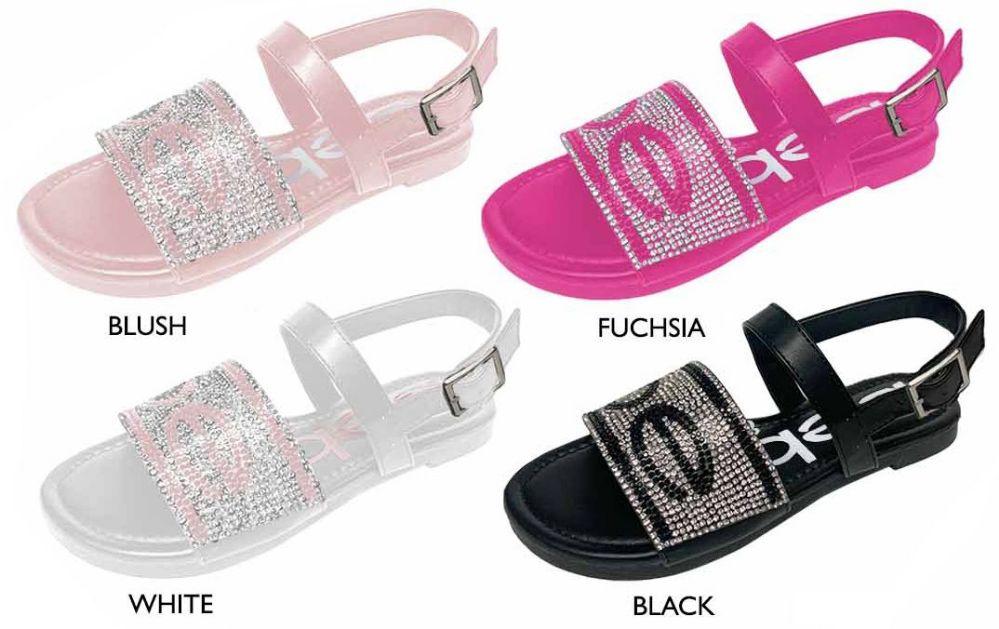 8 Wholesale Girl's Sandals W/ Rhinestone Bebe Logo image
