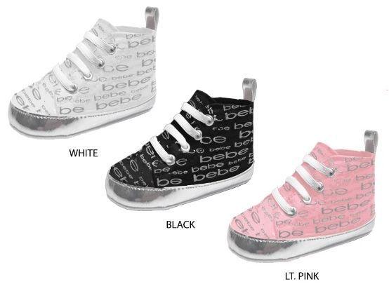 24 Wholesale Infant Girl's High Top Sneakers W/ Printed Bebe Logo image