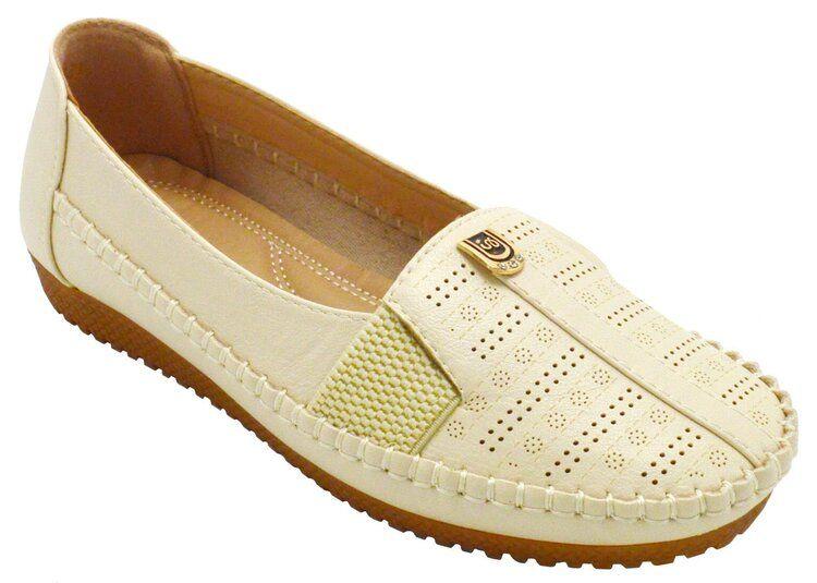 12 Wholesale Women Slip On Loafers Casual Flat Walking Shoes Color Beige Size 7-11 image