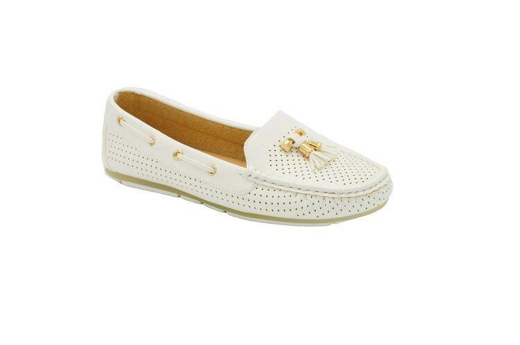 24 Wholesale 24 Wholesale Women Slip On Loafers Casual Flat Walking Shoes Color White Size 5-10 - Wholesale Sock Deals image