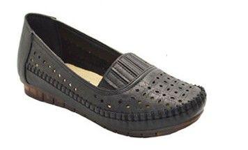 18 Wholesale Women Slip On Loafers Casual Flat Walking Shoes Color Black Size 5-10 image