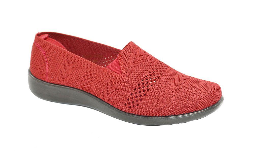 12 Wholesale Flat Shoes Women Loafers Comfortable Casual Nature Driving Breathable, Walking Slip On Shoes Woman Red Color Size 5-10 image