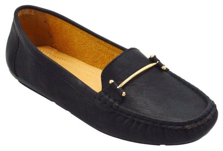 12 Wholesale Women Slip On Loafers Casual Flat Walking Shoes Color Black Size 5-10 image