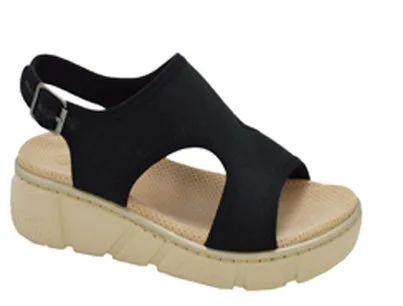 12 Wholesale Sandals For Women Wide, Flat Platform Ankle Buckle Sandals Strap Fashion Summer Beach Sandals Open Toe Color Black Size 5-10 image
