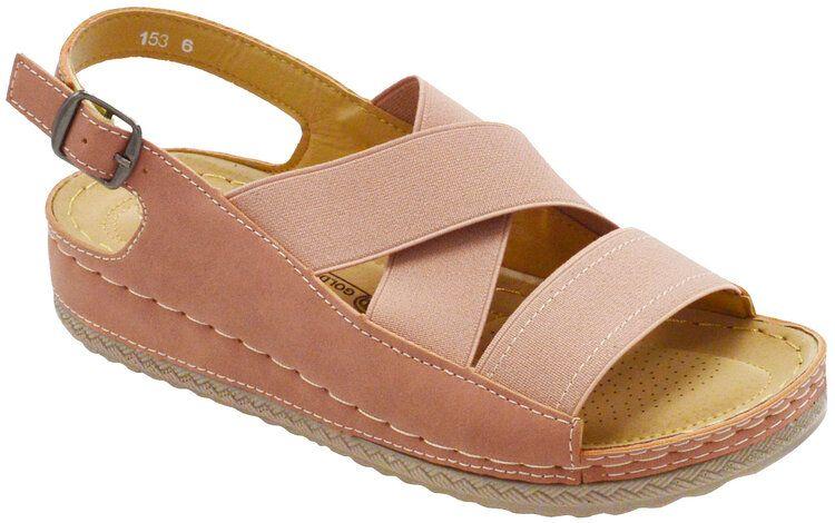 12 Wholesale 12 Sandals For Women Wide Flat Platform Ankle Buckle Sandals Strap Fashion Summer Beach Sandals Open Toe Color Pink Size 711 image