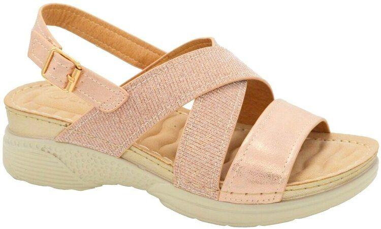 12 Wholesale Women's Sandals Wide Flat Platform Sandals Strap Fashion Summer Open Toe Color Pink Size 5-10 image