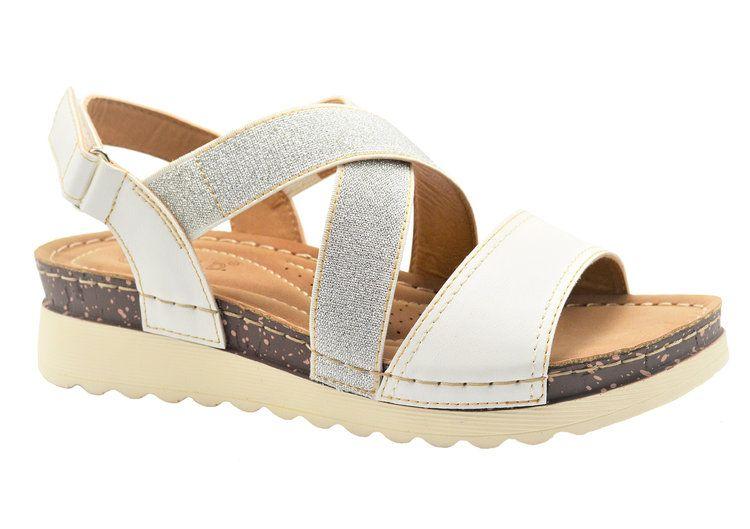 12 Wholesale Women's Sandals Wide Flat Platform Sandals Strap Fashion Summer Open Toe Color White Size 5-10 image