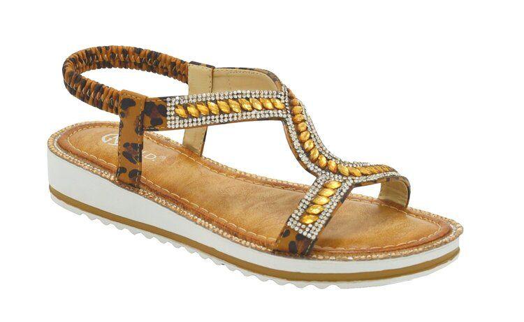 12 Wholesale Woman Wide Flat Platform Sandals, Open Toe Leopard Color Size 5-10 image