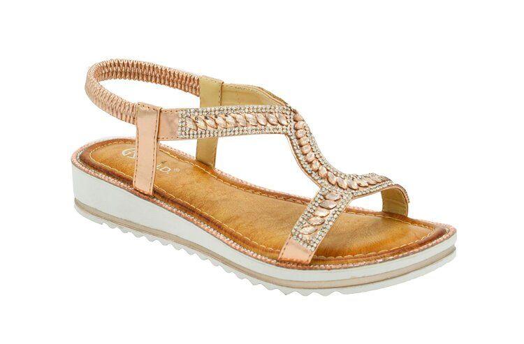 12 Wholesale Woman Wide Flat Platform Sandals, Open Toe Color Champagne Size 5-10 image