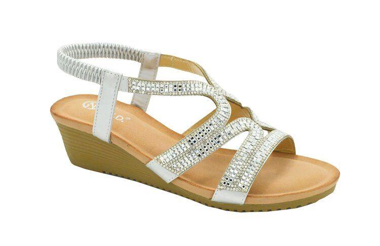 12 Wholesale Women Sandals Summer Flat Ankle T-Strap Thong Elastic Beach Shoes Color Silver Size 5 -10 image