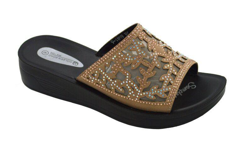 12 Wholesale Platform Sandals For Women Sole Open Toe In Color Gold Size 7-11 image