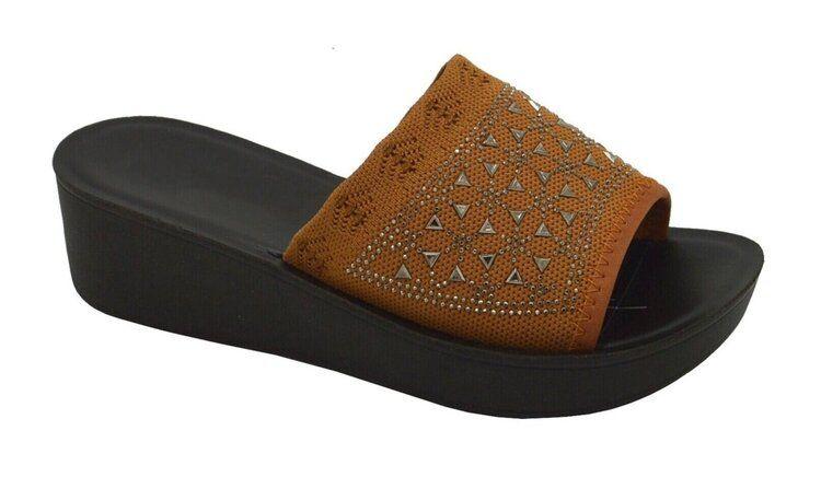 12 Wholesale Platform Sandals For Women Sole Open Toe In Color Tan Size 5-10 image