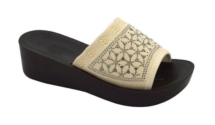 12 Wholesale Platform Sandals For Women Sole Open Toe In Color Beige Size 5-10 image