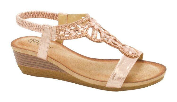 12 Wholesale Fashion Platform Sandals For Women Ankle Strap Sole Open Toe In Color Gold Size 5-10 image