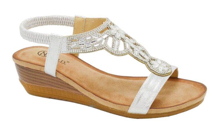 12 Wholesale Fashion Platform Sandals For Women Ankle Strap Sole Open Toe In Color Silver Size 5-10 image