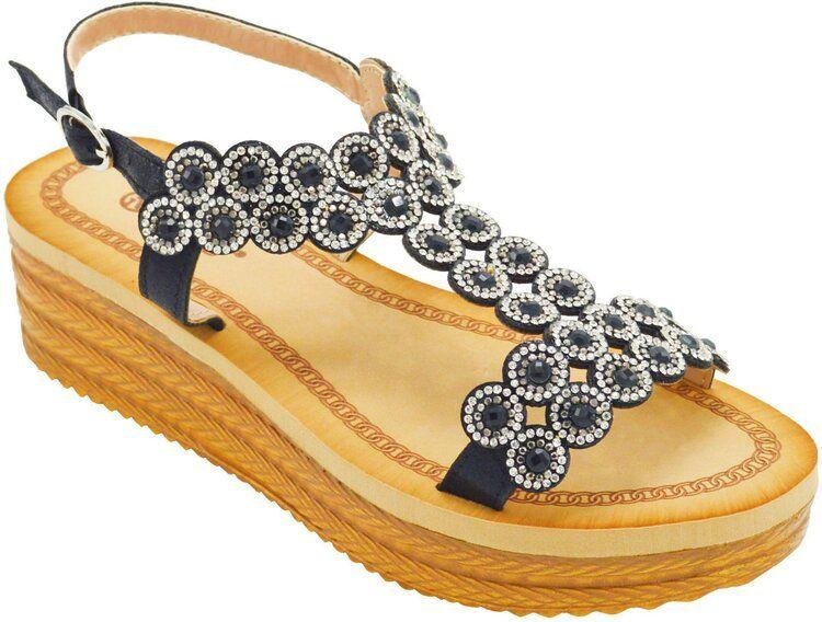 12 Wholesale Women Wide Platform, Sandals Open Toe Color Black Size 5-10 image