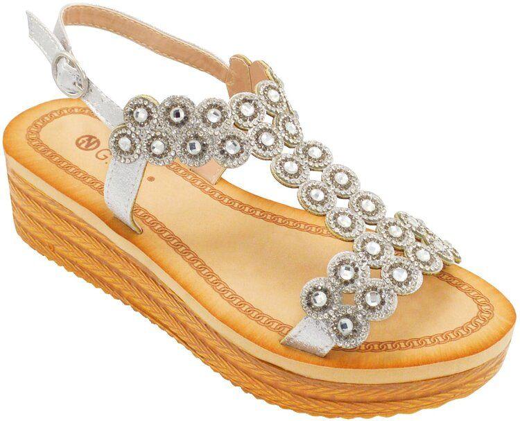 12 Wholesale Women Wide Platform, Sandals Open Toe Color Silver Size 5-10 image