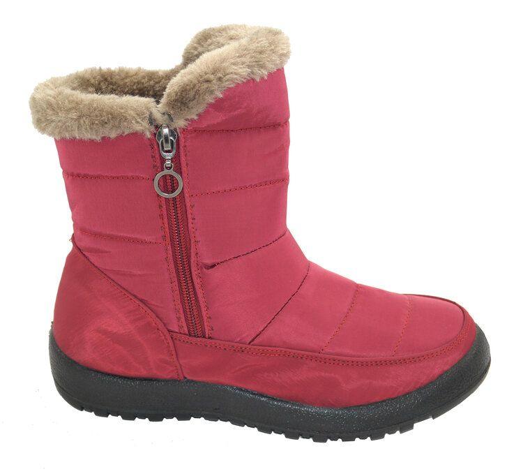 12 Wholesale Snow Boots For Women Comfortable Winter Boots Plus Lining Zip Color Wine Size 6-11 image