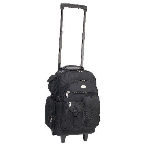 6 Wholesale Deluxe Wheeled Backpack in Black image