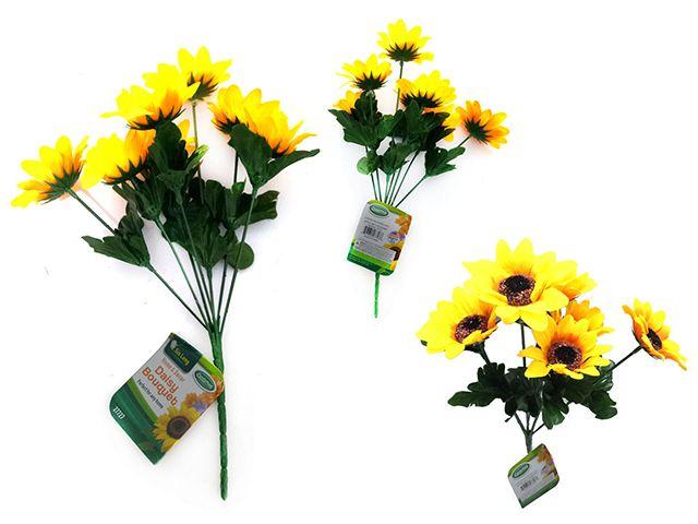 144 Wholesale Sunflower Bouquet, 7 Head 12.5 Inches Yellow image